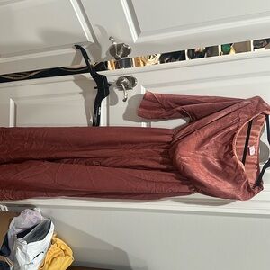 One shoulder, satin pink jumpsuit with belt